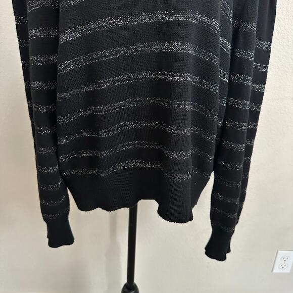 Rails Sweater Women Large Black Pullover Cashmere Blend Glitter Striped Knit - Picture 3 of 11